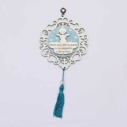 Adorno Anjo da Guarda MDF Azul