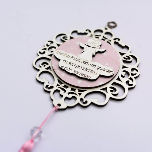 Adorno Anjo da Guarda MDF Rosa Adorno Anjo da Guarda MDF Rosa