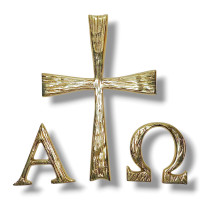 Aplique Bronze Alfa e Ômega com Cruz ..