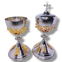 Conjunto Cálice e Âmbula Anjos c/ Pedras..