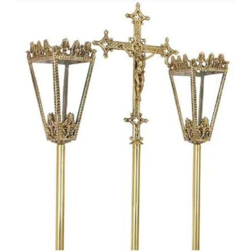 Tocheiro + Cruz Processional c/ Base Bronze Tocheiro + Cruz Processional c/ Base Bronze