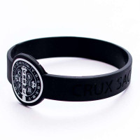 Pulseira Silicone Preta São Bento Branco..