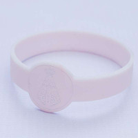 Pulseira Silicone Rosa Nude Medalha Mila..